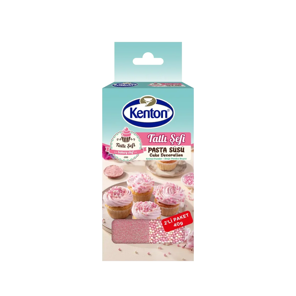 Kenton Bakery Chef Decorative Cake Topper Crystal Pink & Dragée Pink-White 2pcs 40 g